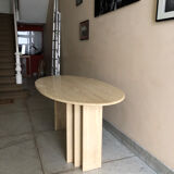 Vintage travertine oval table