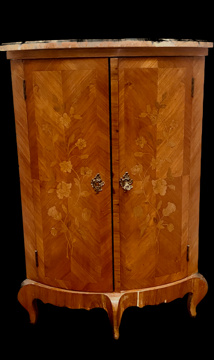 Curved neckline Louis XV style rosewood inlaid XX century