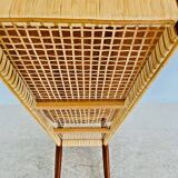 Vintage Danish mid-century teak and rattan coffee table 1960s