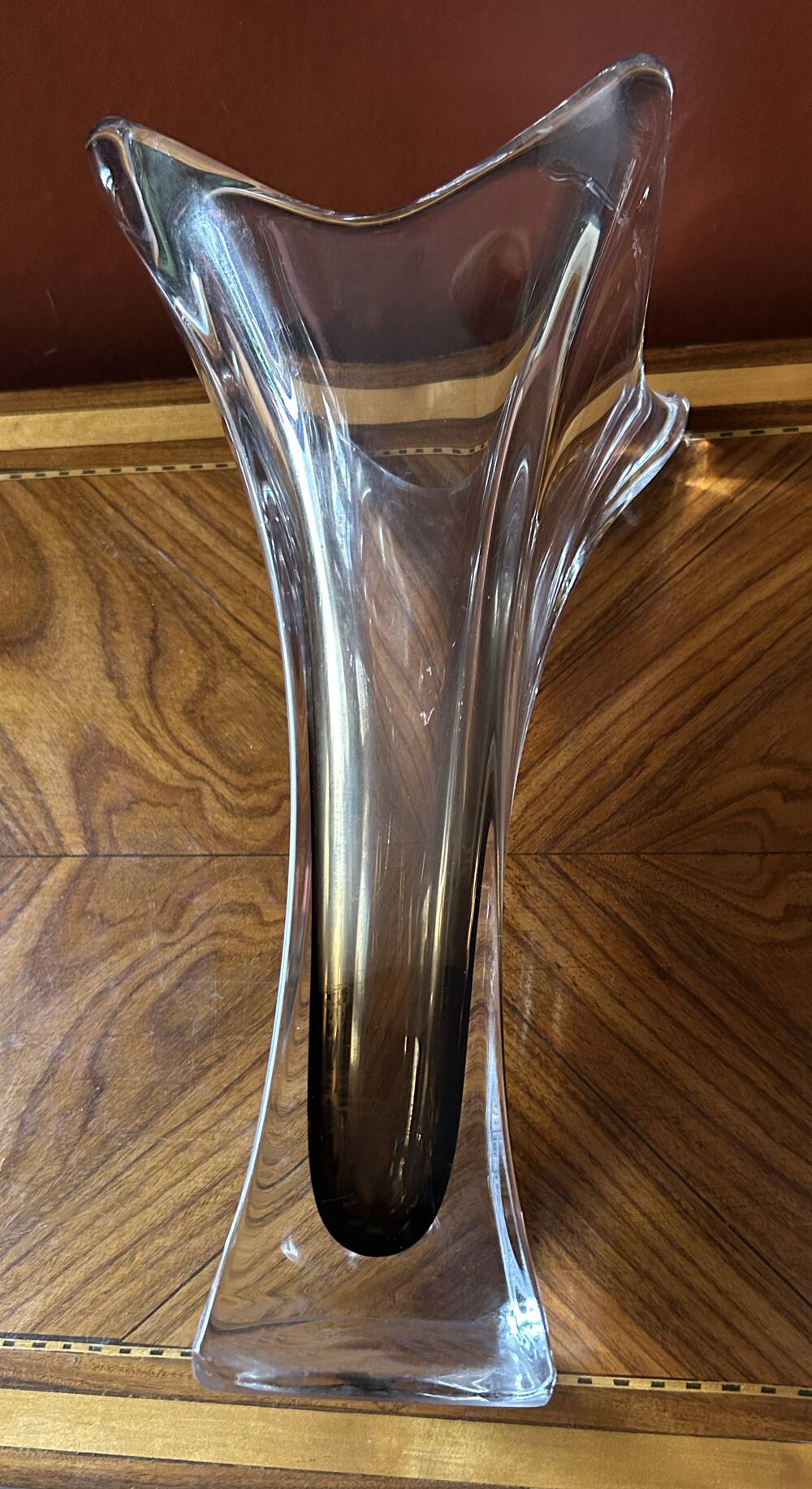 Smoky crystal designer vase, Murano Sommerso style, vintage, 1970s