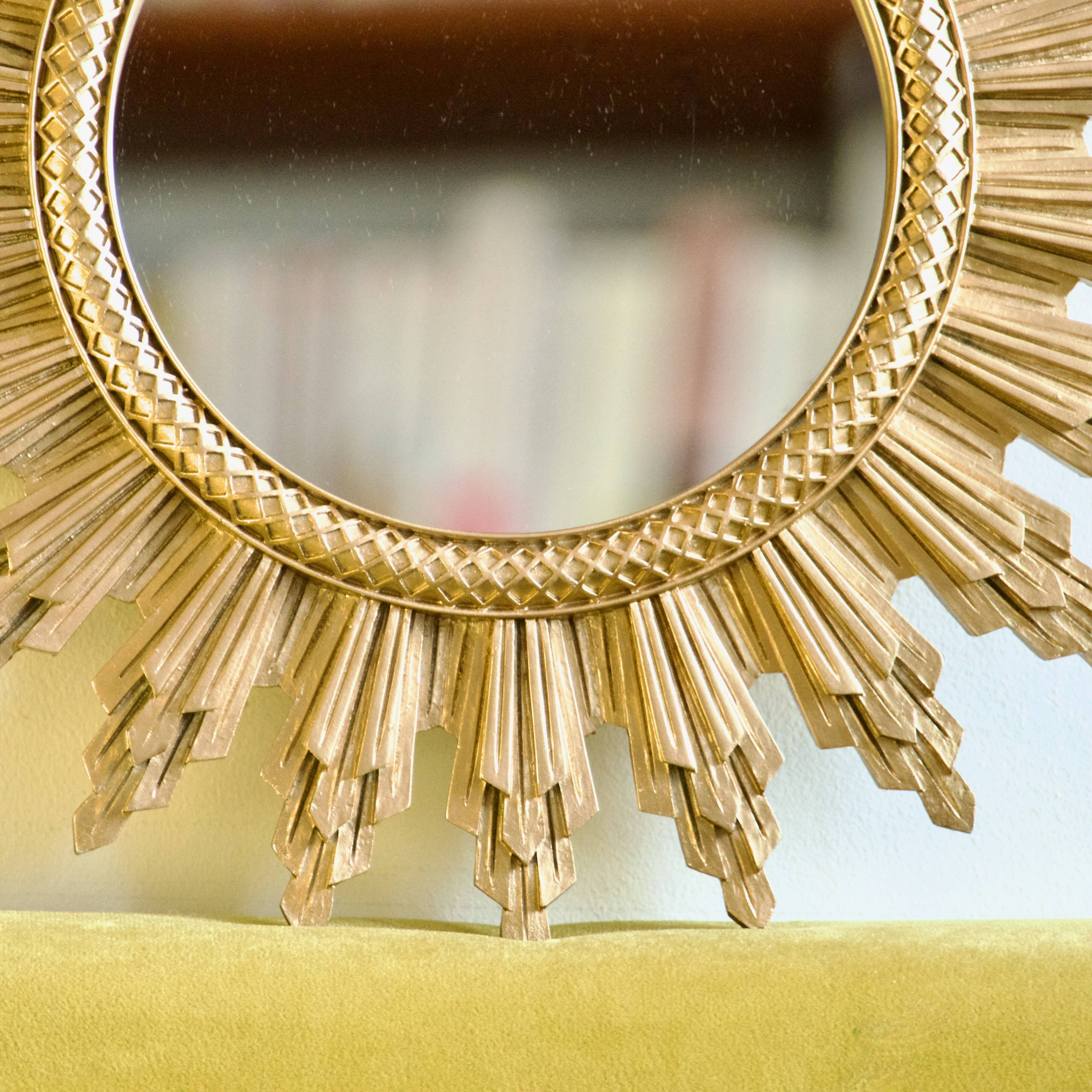 1970s Italian Gold Sun Mirror