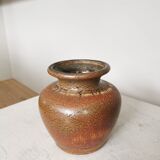 Fat Lava Pottery Vase: Vintage West Germany 202-13, Brown Drip Glaze