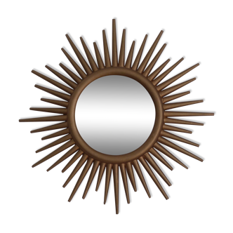 GOLDEN WOODEN SUN MIRROR
