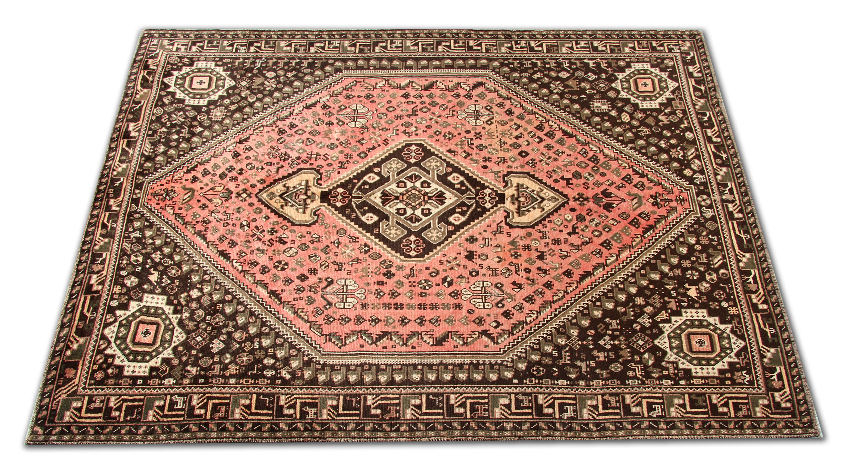 Handmade Oriental Wool Carpet Traditional Wool Brown Rug 220x305cm