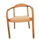 Set of 4 solid wood chairs with cord and armrests.