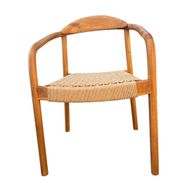 Ensemble de 4 chaises en bois massif avec cordon et accoudoirs
