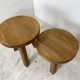 Tables d’appoint vintage brutalistes en chêne années 1960, ensemble de 3