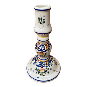 Old candle holder r. delarue rouen decor white ceramic painted vintage