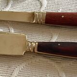 Service cutlery, brass and rosewood.