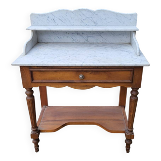Coiffeuse, console vintage en marbre blanc