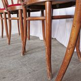 Set of 6 Vintage Bentwood Dining Chairs Set: 1970s , Red Uphols