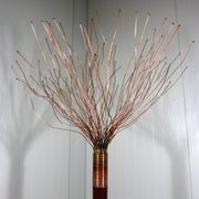 Floor Lamp by Paolo Donatello for Disegnoluce Italy, Copper & Mahogany