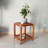 Vintage side table in rattan and bamboo
