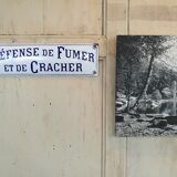 Ancienne plaque émaillée "Défense de fumer et de cracher"