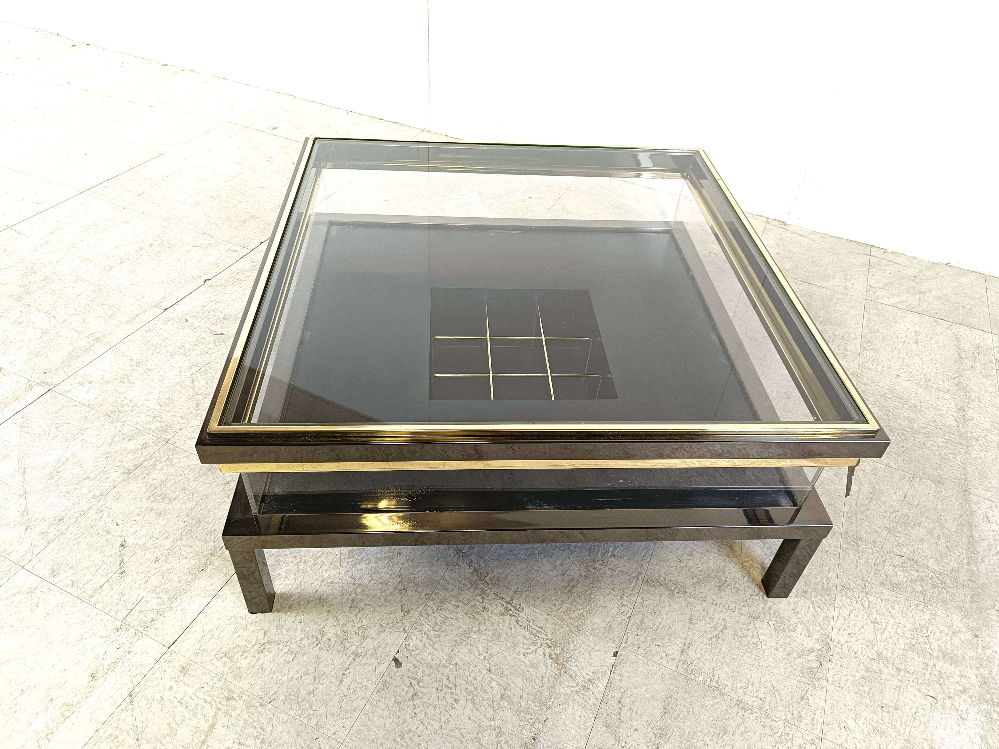 Vintage sliding glass coffee table, 1970s
