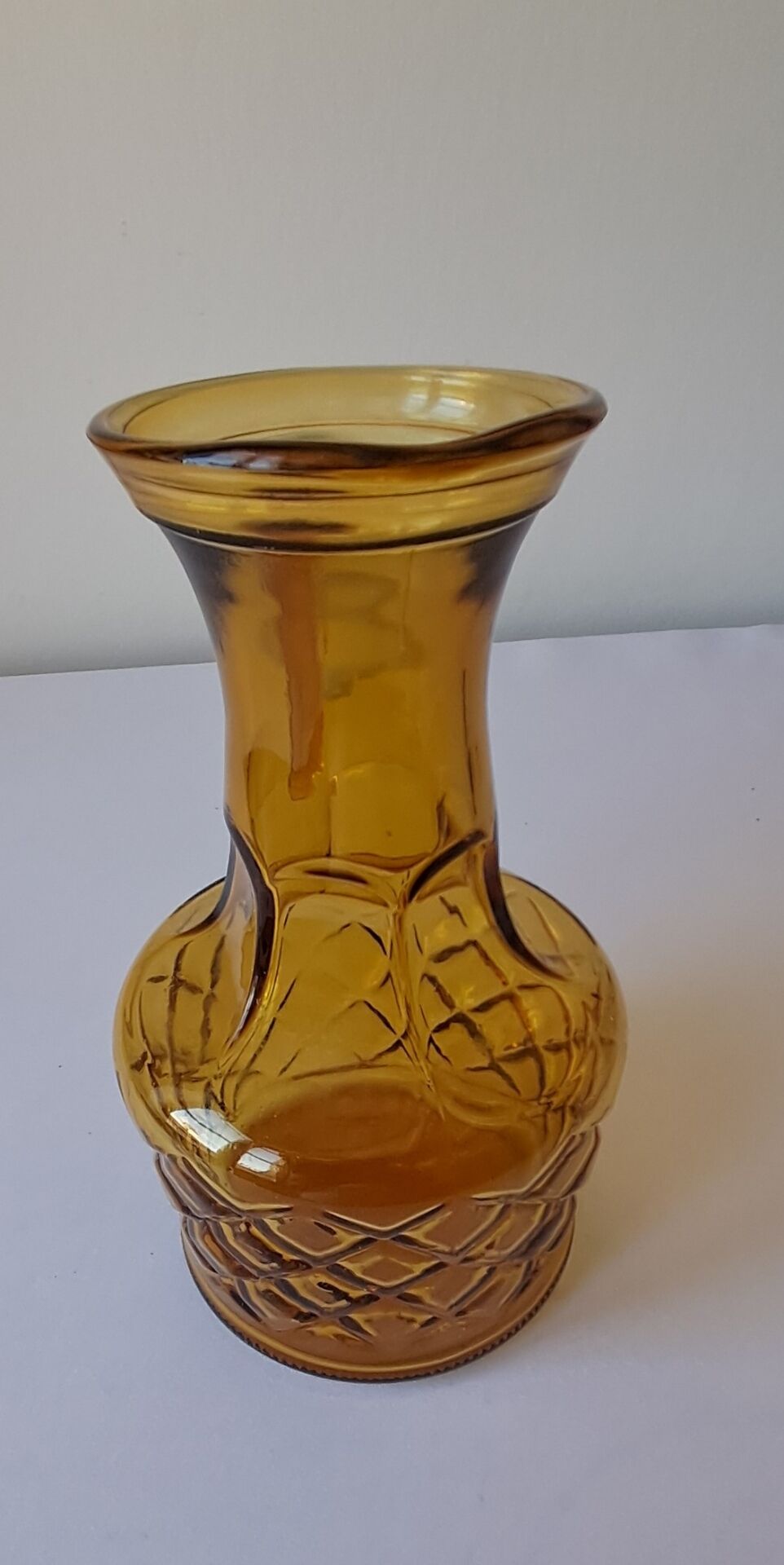 Amber glass carafe, brutalist style, Italy, 1970s.
