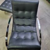 19th century rocking chair + footrest in skyl and chrome metal