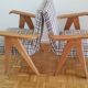 Pair of solid oak armchairs, 1950s.