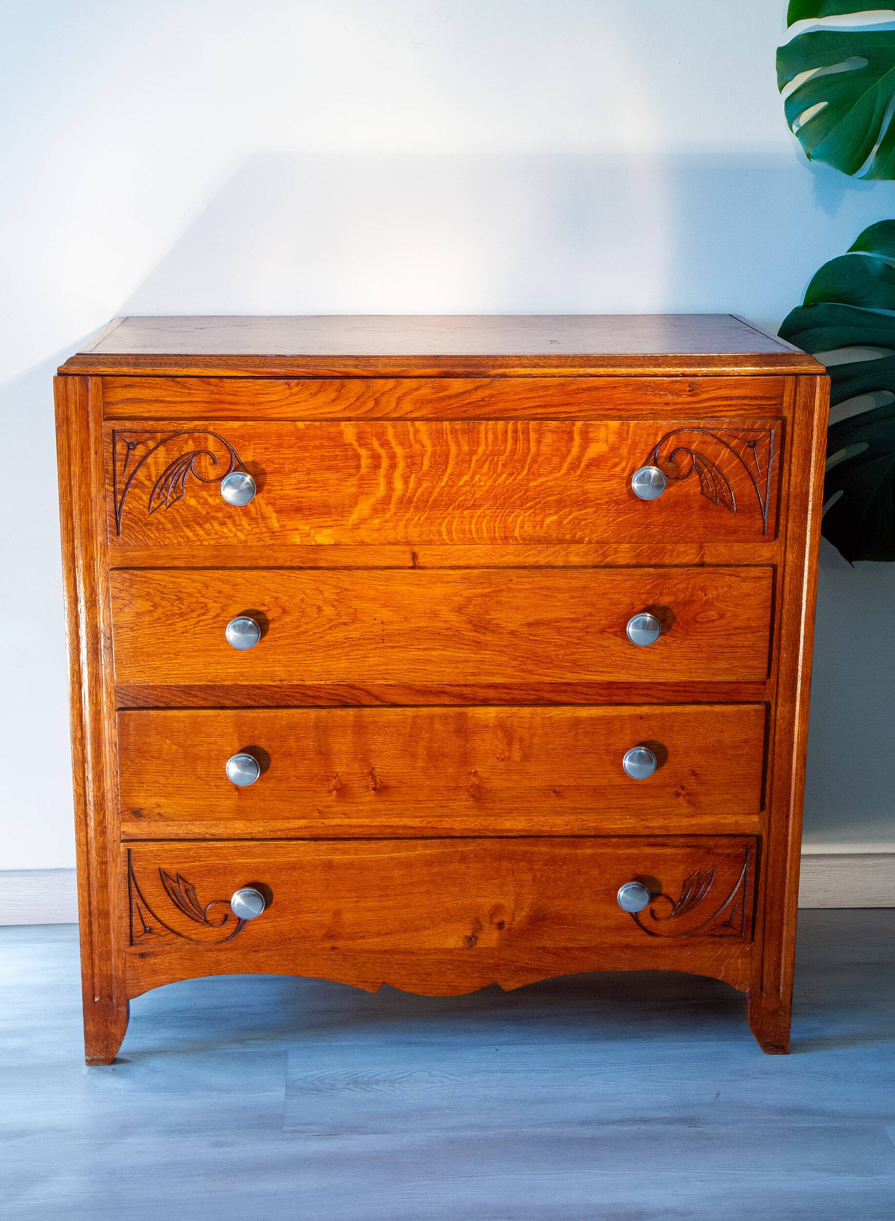 1950s Art Deco chest of drawers, oak