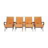 Four Yellow Mid Century Armchairs made in 1950s Czechia. Original condition