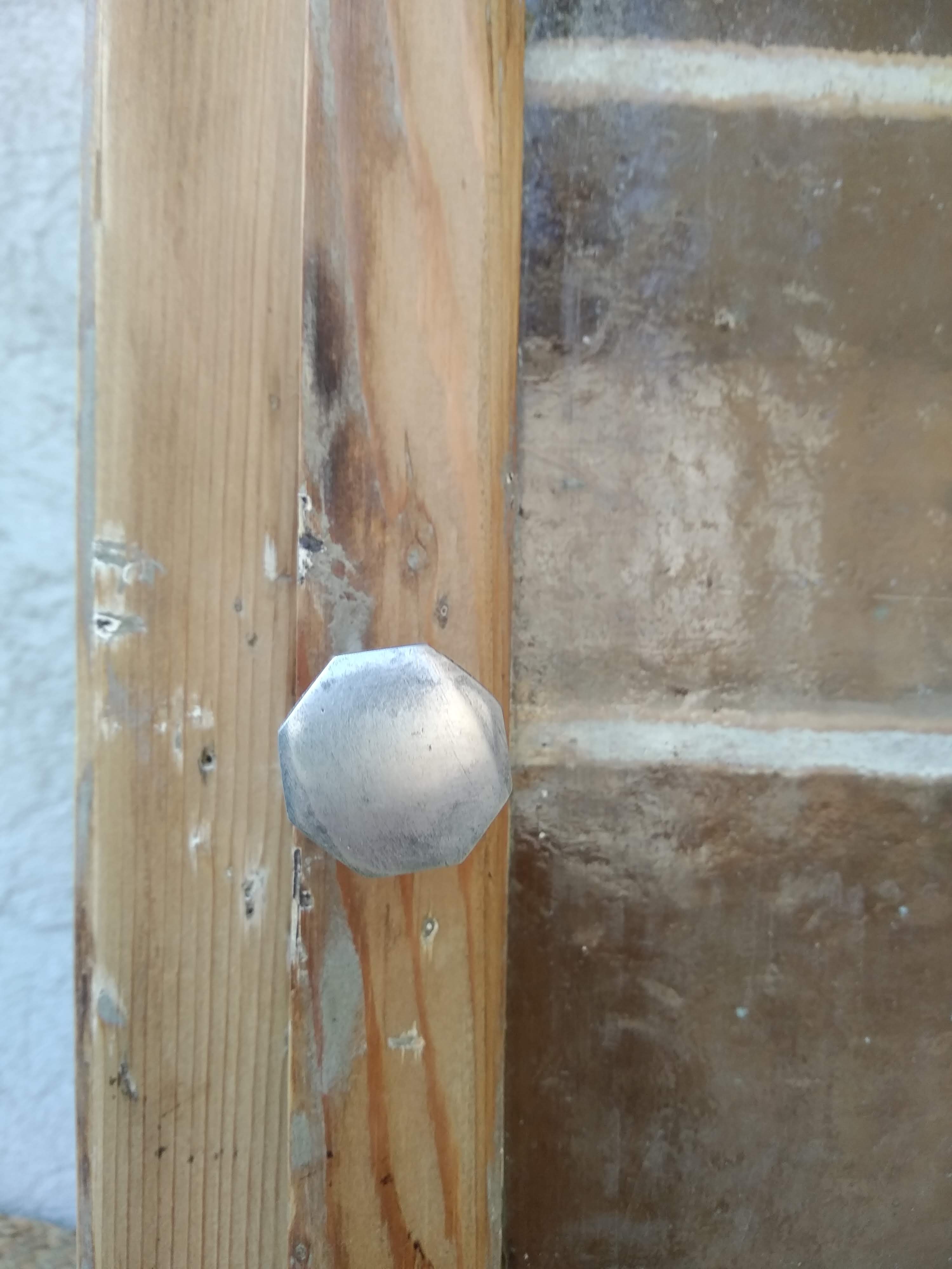 Antique wooden bathroom cabinet patinated