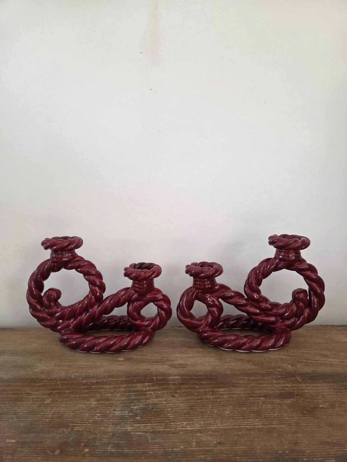 Pair of ceramic candlesticks, Vallauris