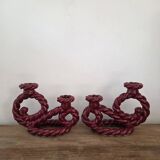 Pair of ceramic candlesticks, Vallauris