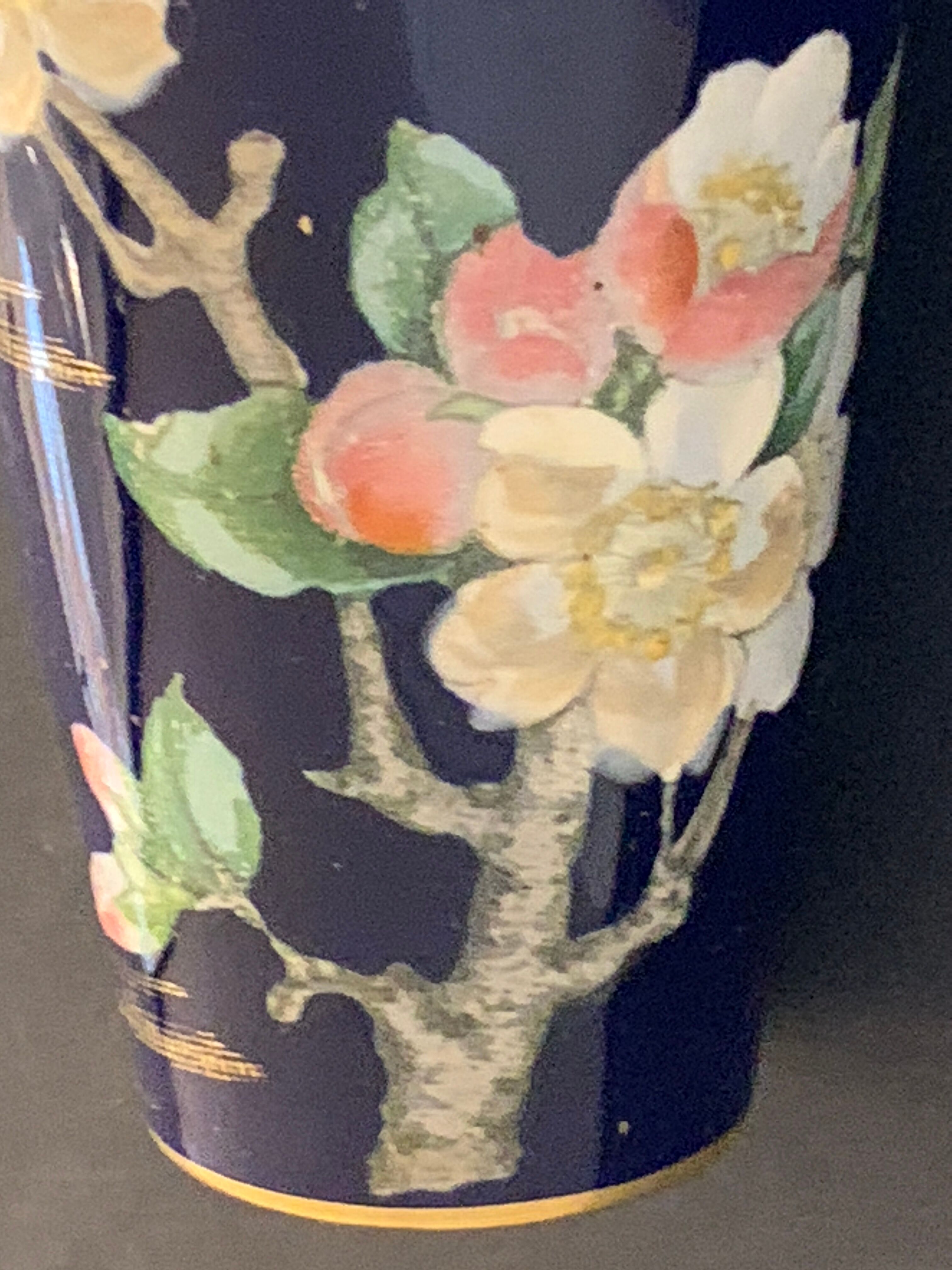 Art nouveau ceramic new cobalt vase by Villeroy and Boch