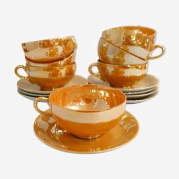 Set de 8 tasses orange irisé