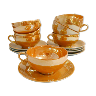 Set de 8 tasses orange irisé