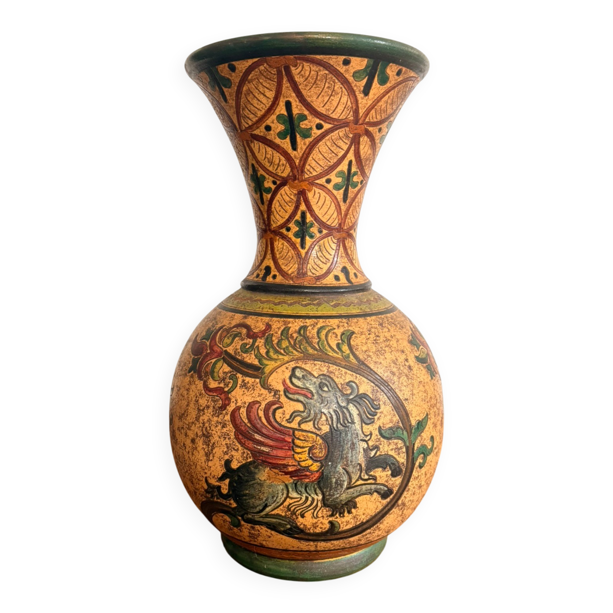 Ceramic Vase Montopoli Italy Sgraffito Tuscany Vintage