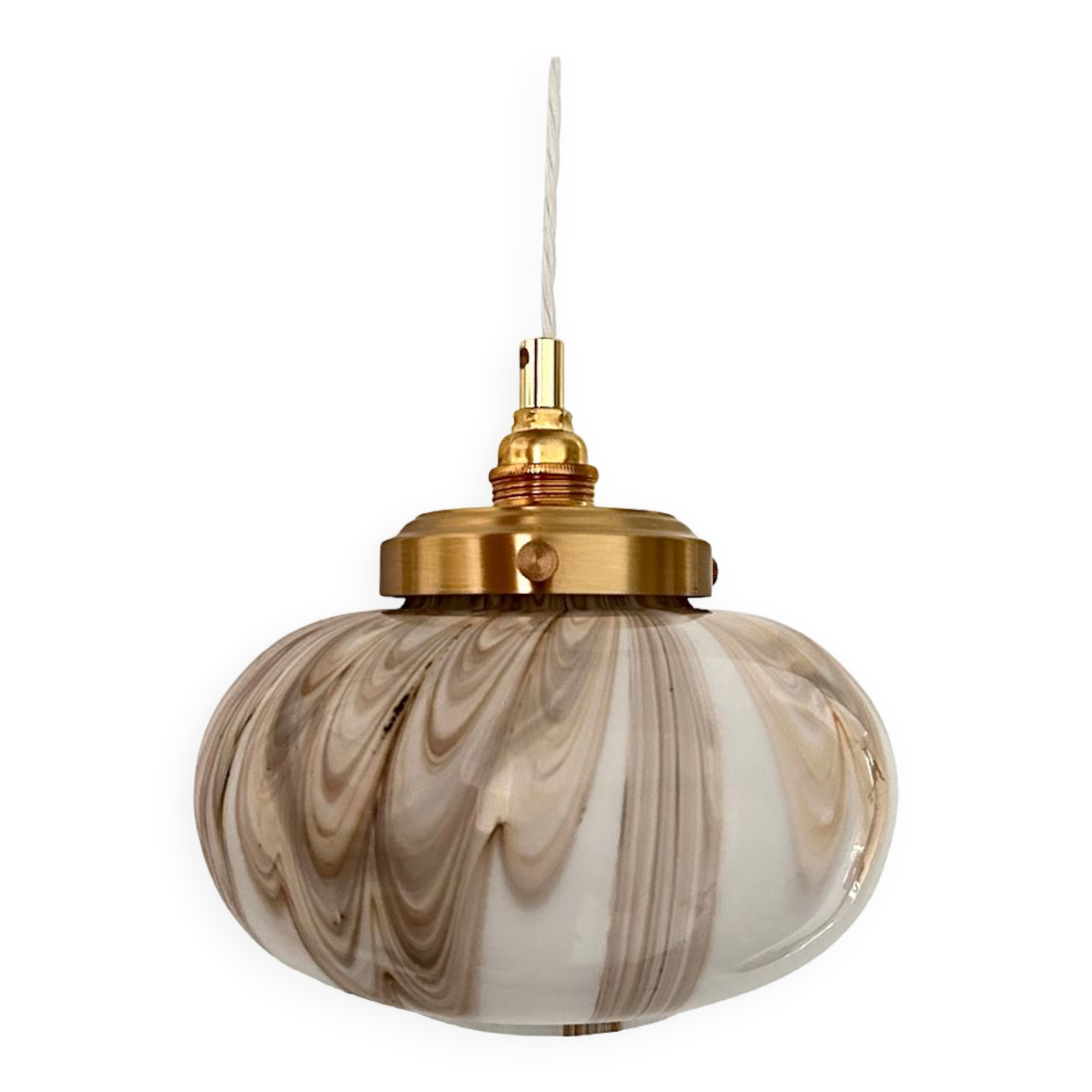 Art Deco suspension in marbled opaline