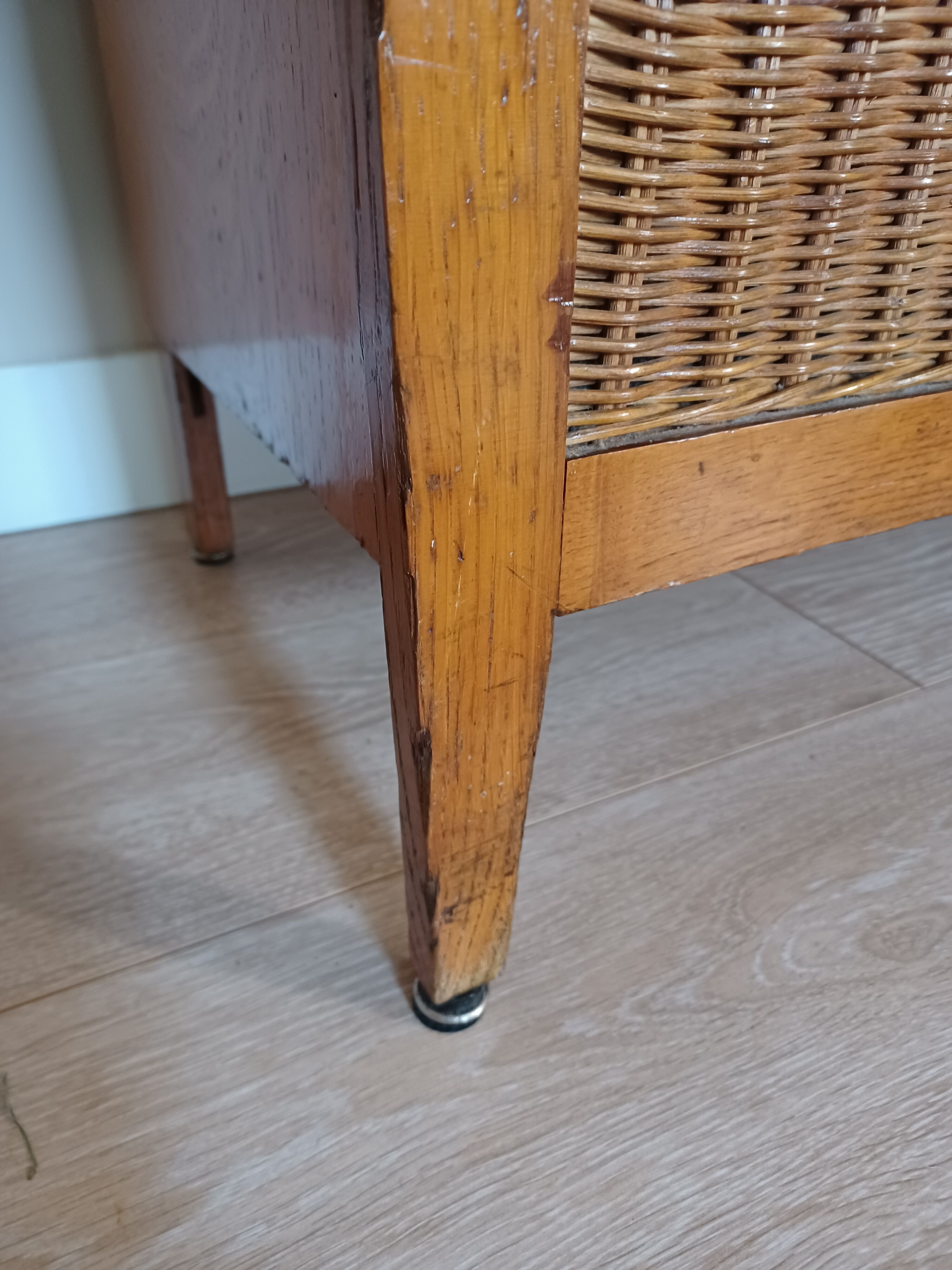 Coffre à jouet bois et rotin vintage