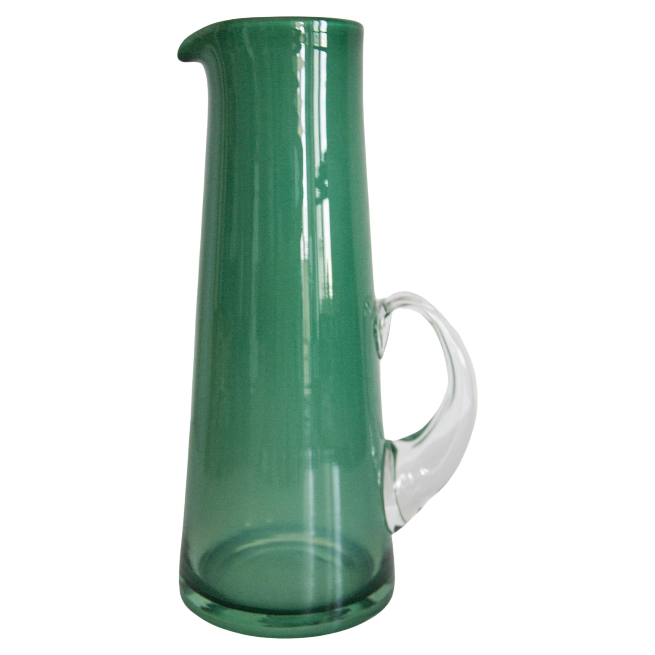 Vintage artistic green glass vase, Tarnowiec, Europe, 1970s