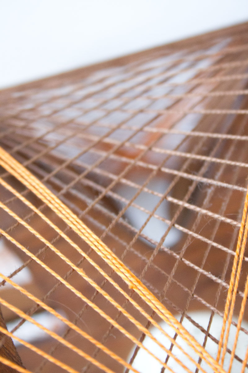 Scandinavian yarn and wood hanging lamp