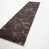 Tapis de course vintage turc en laine douce, gris foncé, 2x10