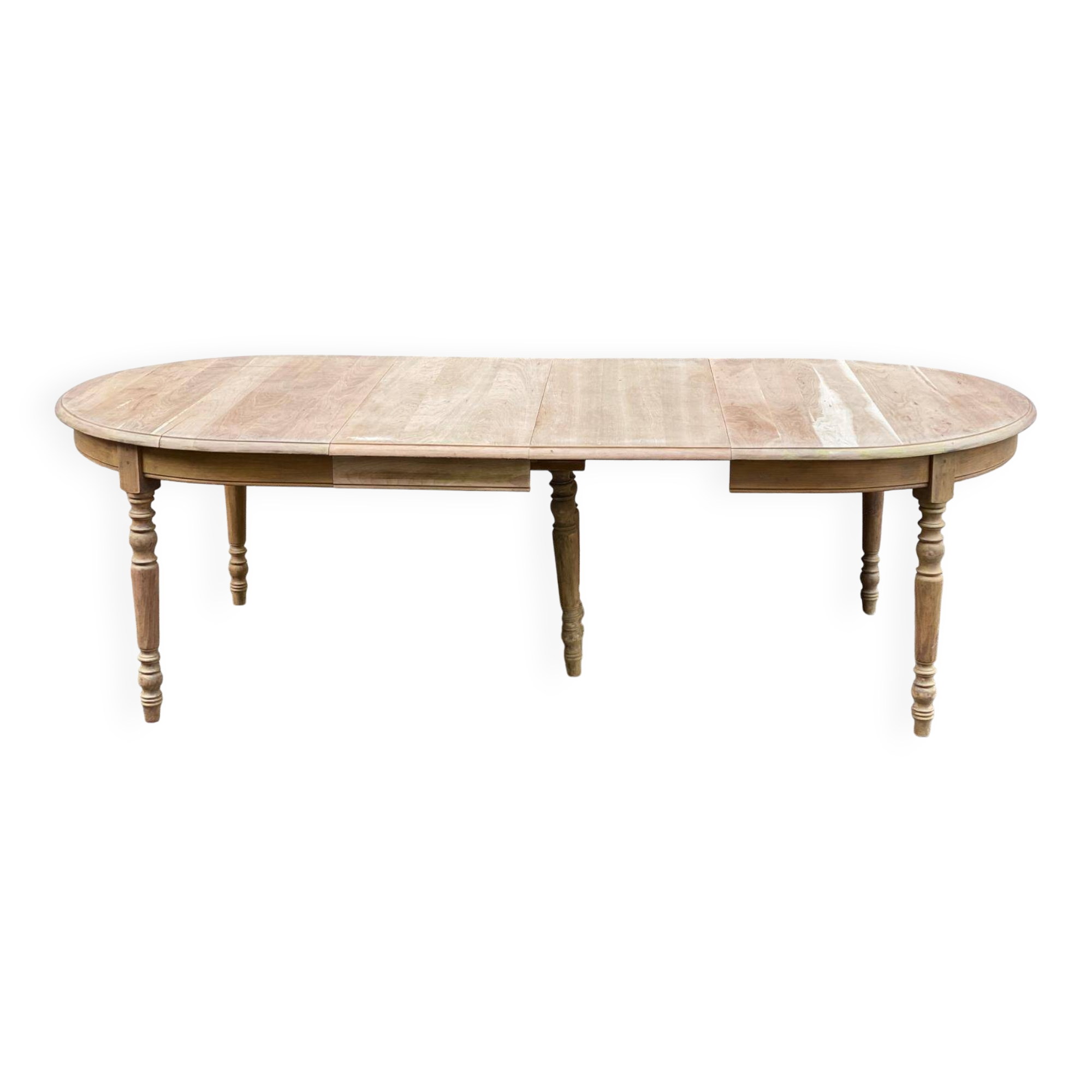 Large round extendable Louis Philippe 19th century dining table, renovated, 250cm