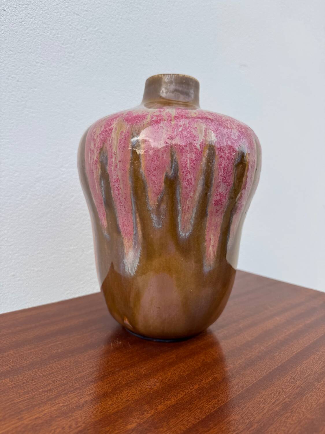 Art Deco pink glazed stoneware vase