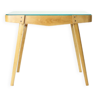 Table basse du milieu du siècle en chêne et verre, Tchécoslovaquie Années 1960