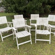 6 fauteuils de jardin bois vintage pliant