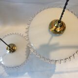 Duo of hanging lamps in opaline