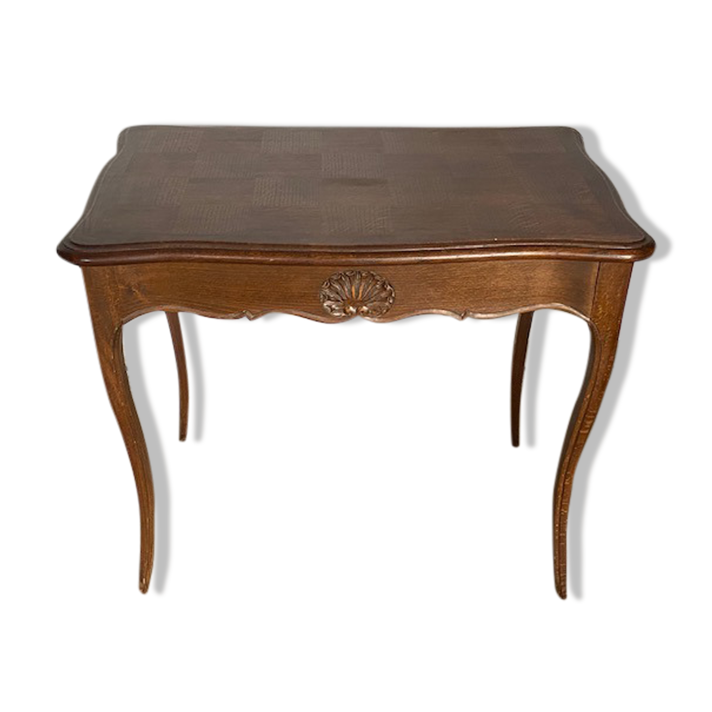 Oak desk and oak veneer with a large Louis XV style drawer