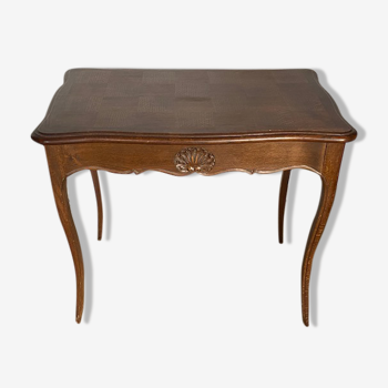 Oak desk and oak veneer with a large Louis XV style drawer