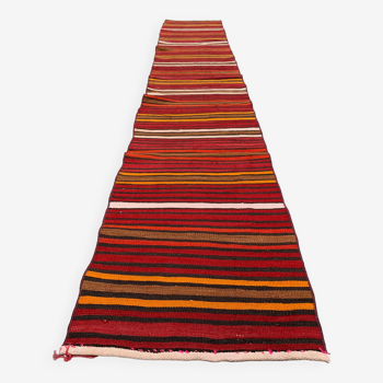 Old Turkish narrow Kilim Runner 324x57 cm shabby chic, vintage kelim