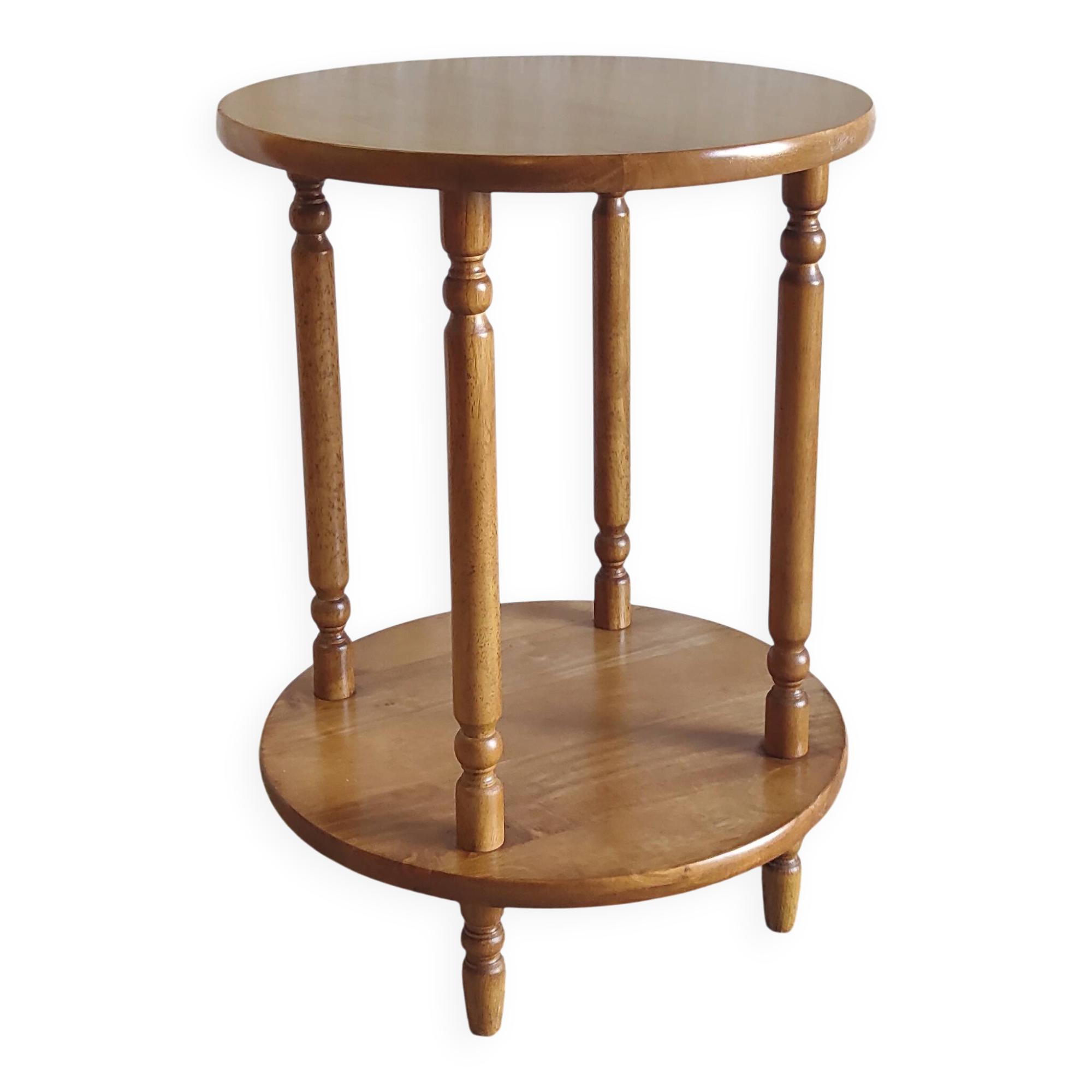 Table d'appoint ronde en bois massif - mid.XXeme