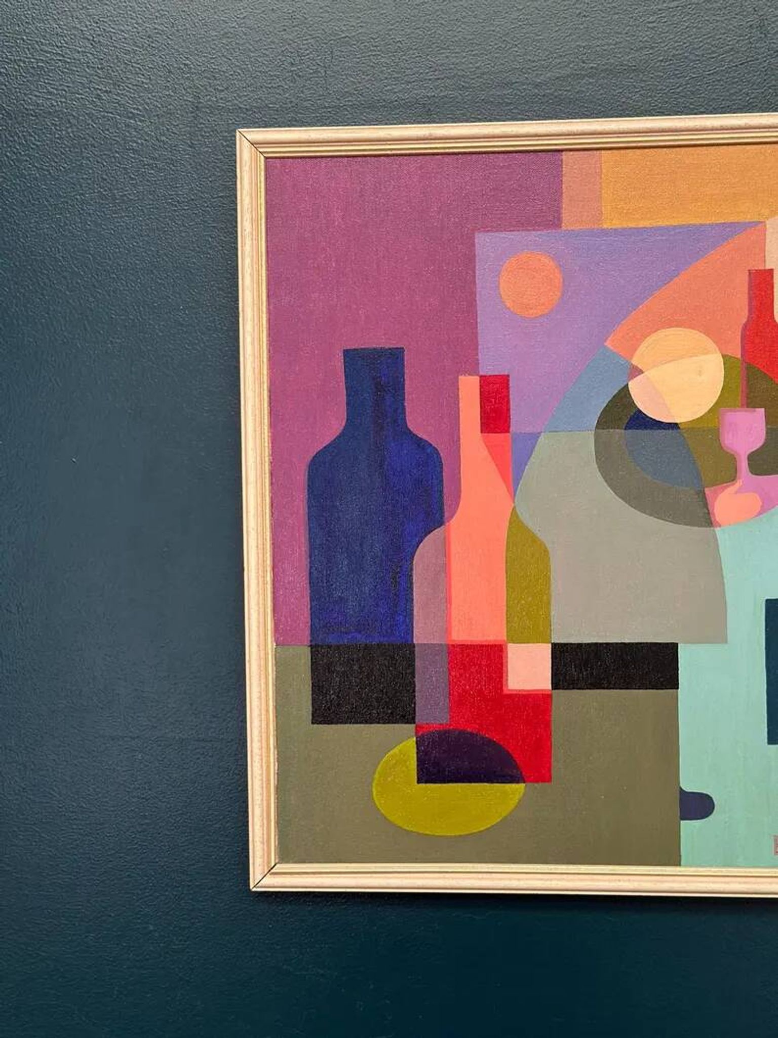 Original Swedish Oil on Canvas – "Abstract Still Life" by BMK (1993) – Signed – Vintage and Framed – 60 × 51 cm