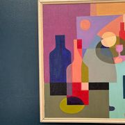Original Swedish Oil on Canvas – "Abstract Still Life" by BMK (1993) – Signed – Vintage and Framed – 60 × 51 cm