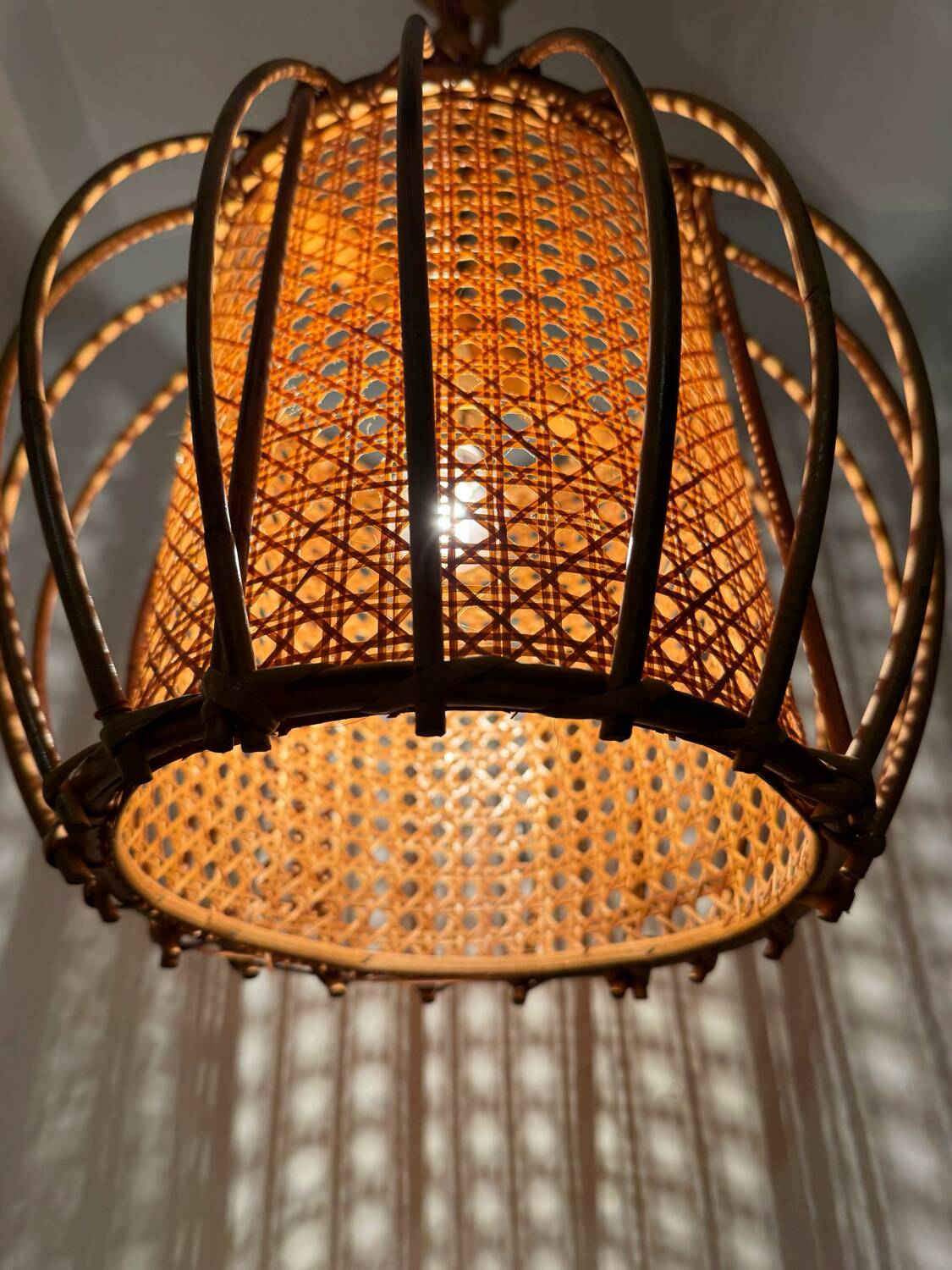 Bamboo rattan suspension from the 1960s.
