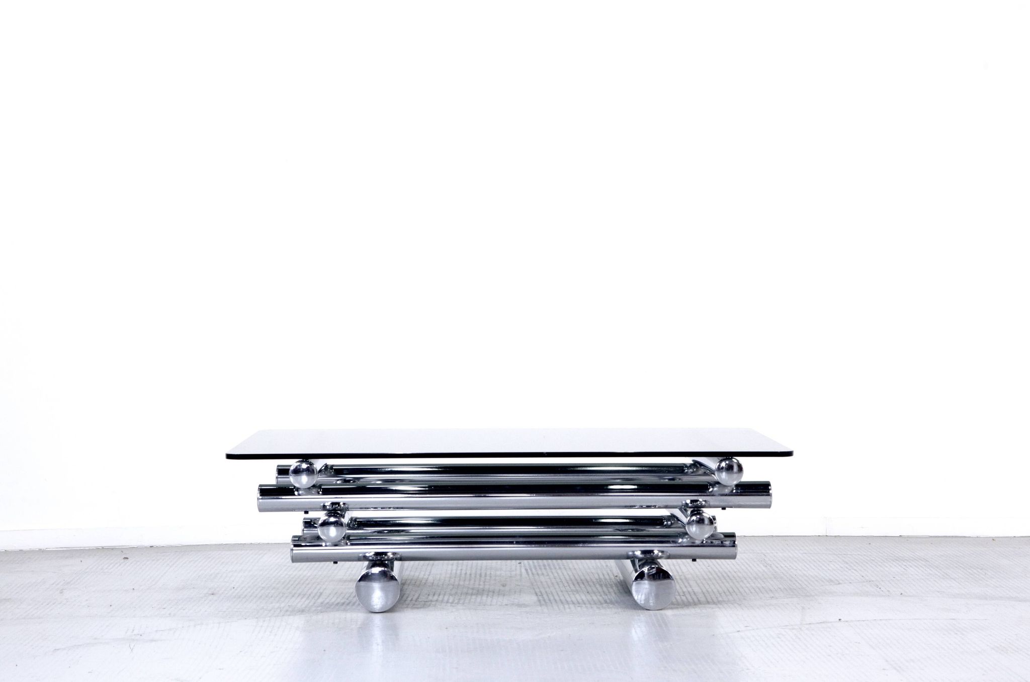 Midcentury 1970s Italian Stacked Chrome Coffee Table