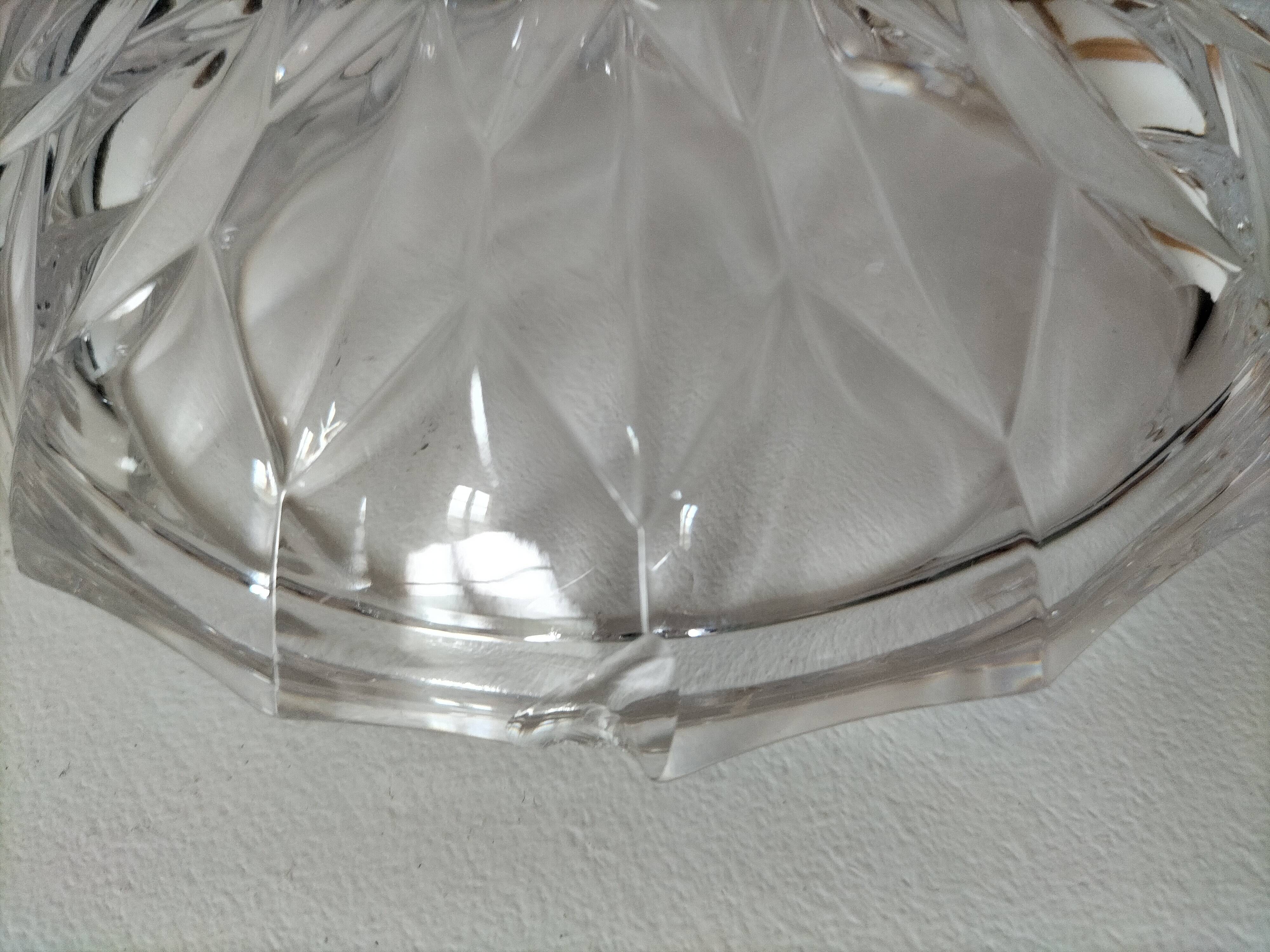 Large vintage pressed glass candy box – diamond pattern